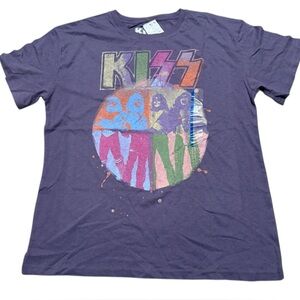 KISS Women's Graphic Short Sleeve Purple T-Shirt rock band top size large